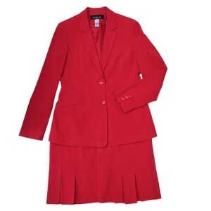 Jones New York Red Blazer and Skirt Suit 6P